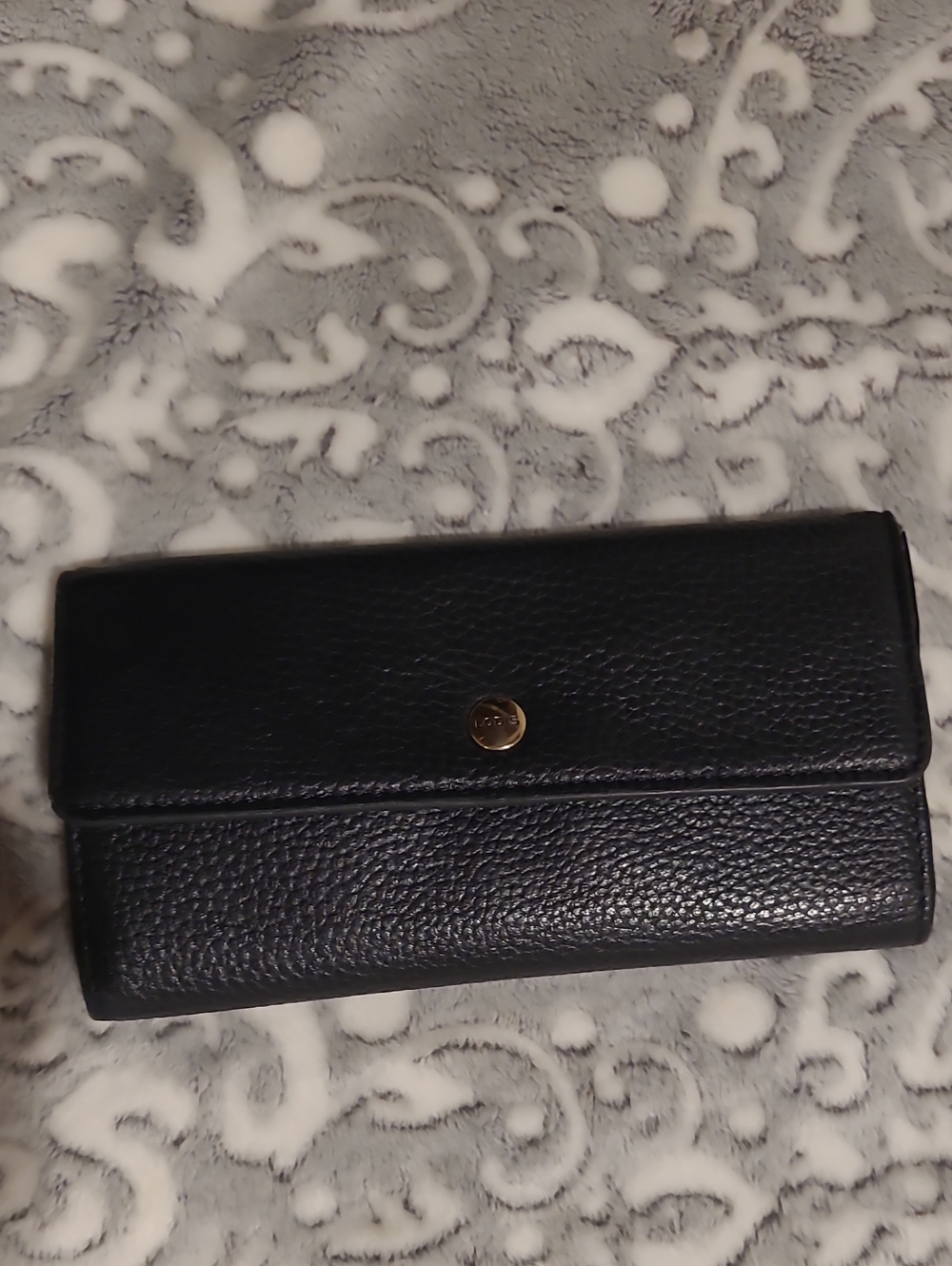 Lodis Black Leather Card Holder with Gold Button